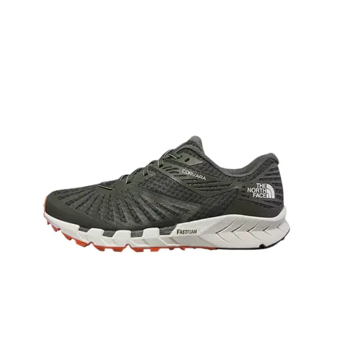 Waterproof And Breathable THE NORTH FACE Cushioning Low top Trail Running Shoes Men's Green/Orange