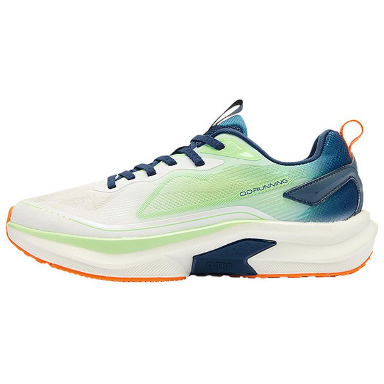 QIAODAN Fabric Slip Resistant Abrasion Resistant Low top Running Shoes Men’s White Green Blue