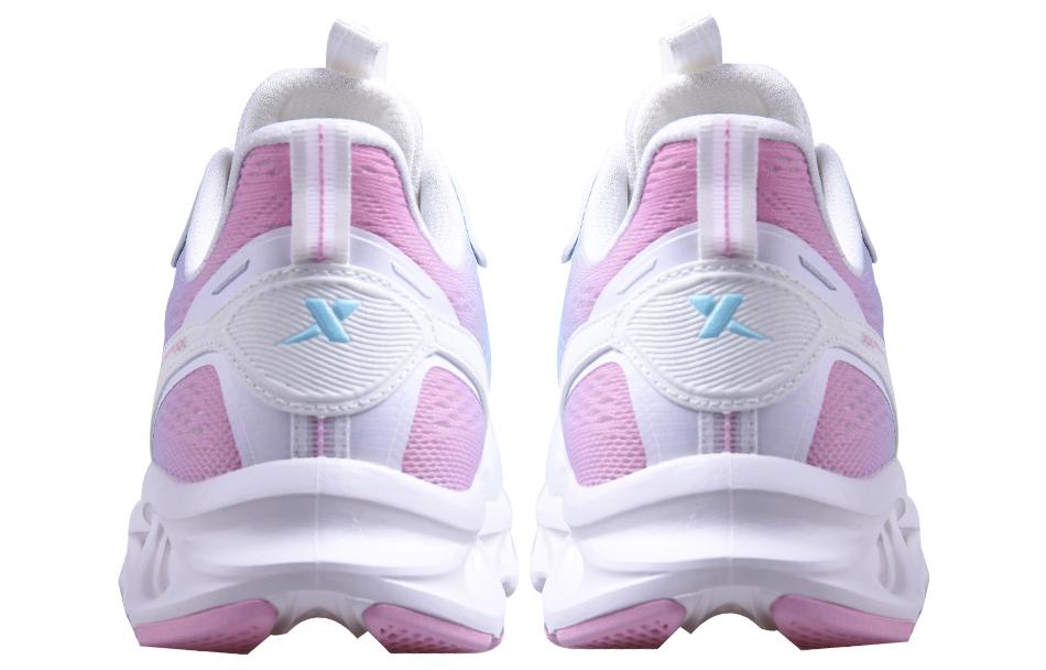 XTEP Textile, Synthetic Leather Cushioning Slip Resistant Low top Running Shoes Women’s White Blue Pink