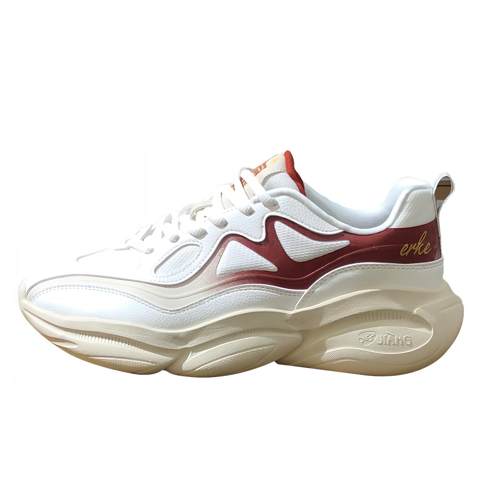 Erke Abrasion Resistant Lightweight Rebound Low top Sprint Running Shoes Men’s White Red