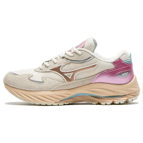 Mizuno Wave Rider Β Fashion Trend Cushioning Abrasion Resistant Low top Casual Running Shoes Unisex Beige Pink