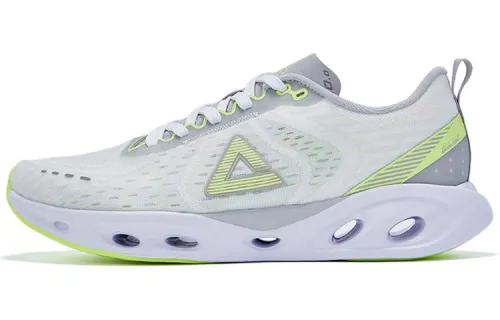 Peak Yuepao 10th generation round toe lace-up fabric shock-absorbing, non-slip, wear-resistant, breathable and lightweight low-top running shoes, men's gray green