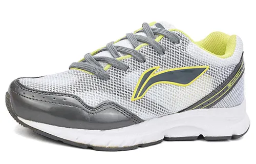 Li Ning Comfortable Cushioning Slip Resistant Abrasion Resistant Low top Running Shoes Men's Gray White
