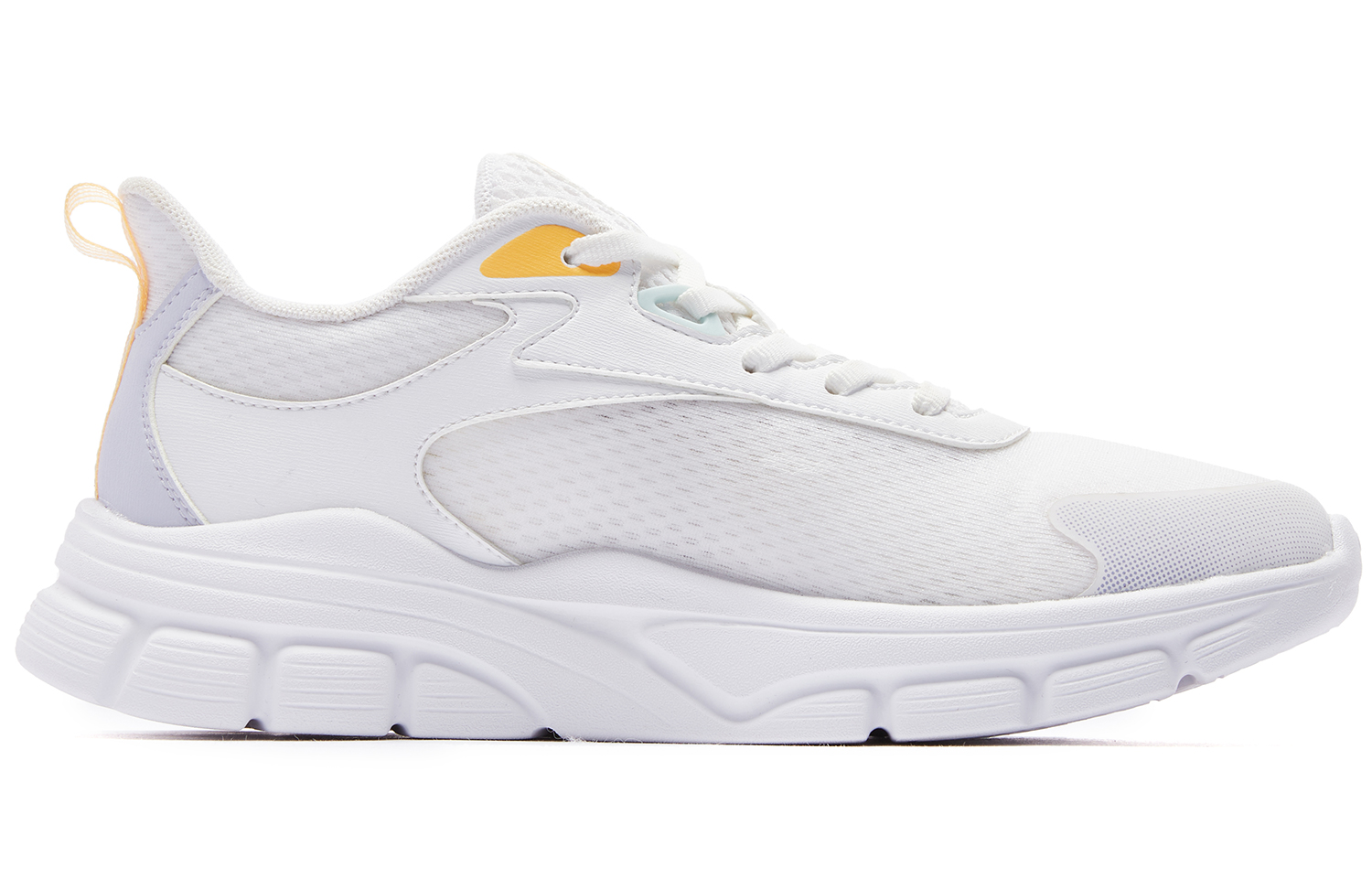 QIAODAN Mesh Slip Resistant, Abrasion Resistant, Breathable Low top Running Shoes Women’s White Cyan Purple