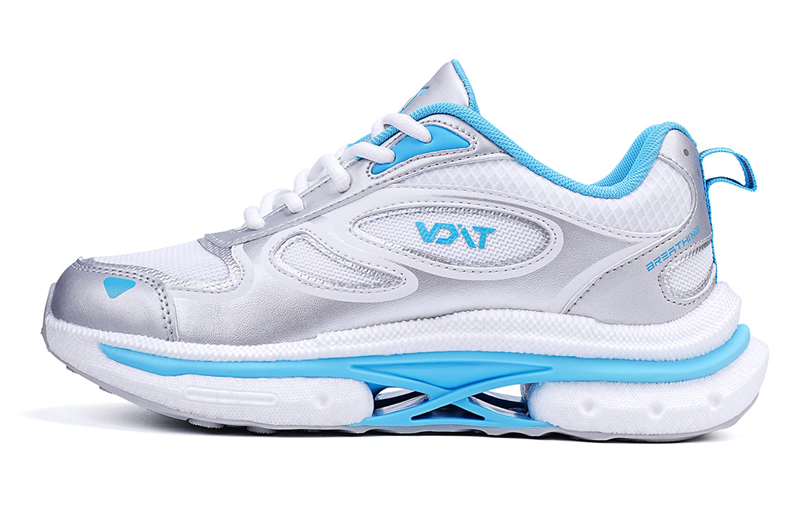VOIT Cushioning Slip Resistant Coverage Low top Casual Sprint Running Shoes Unisex White Silver Blue
