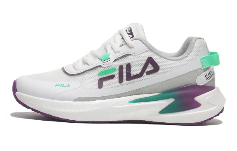 FILA Abrasion Resistant Breathable Low top Running Shoes Women's White Purple Green