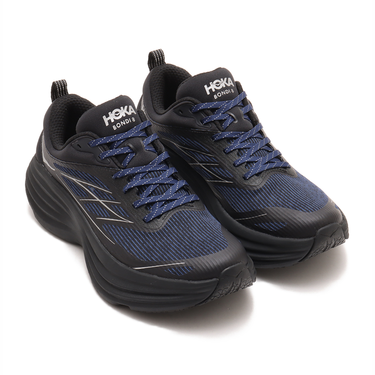 HOKA ONE ONE Bondi 8 Abrasion Resistant Low top Running Shoes Men’s Black Blue