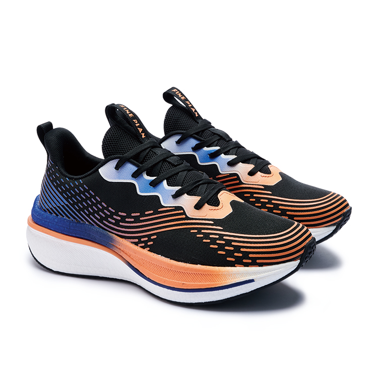 FINEPLAN Cushioning Breathable Low top True Popcorn Midsole Running Shoes Unisex Black Blue Orange