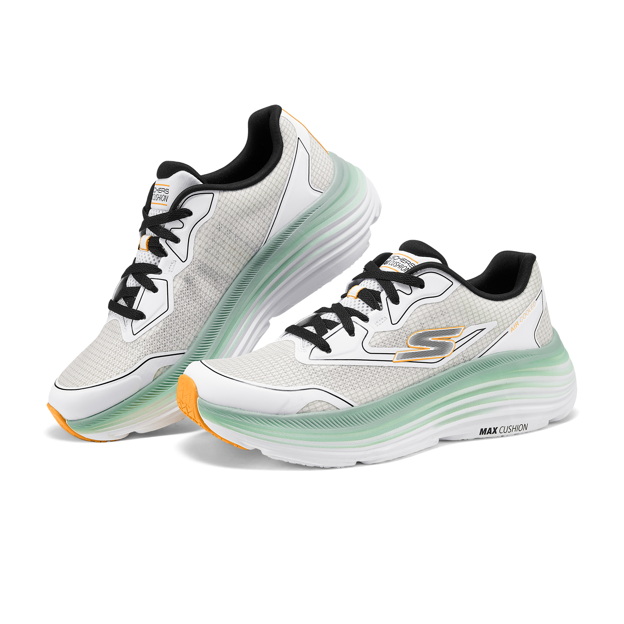 Skechers Max Cushioning Abrasion Resistant, Breathable, Slip Resistant Low top Running Shoes Men’s White