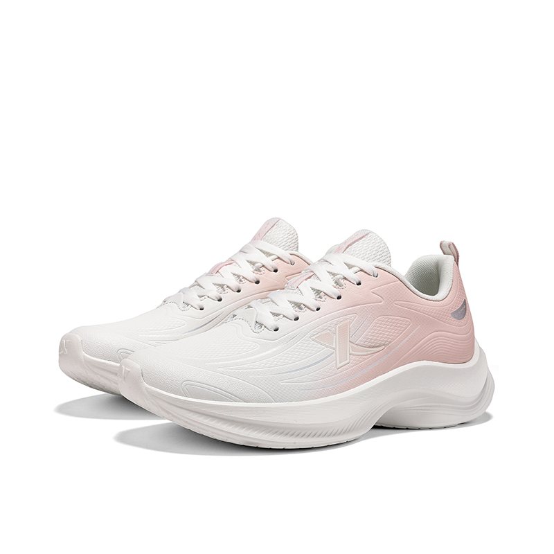XTEP Synthetic Leather Cushioning Abrasion Resistant Cushioning, Wear Resistant Low top Casual Running Shoes Women’s
