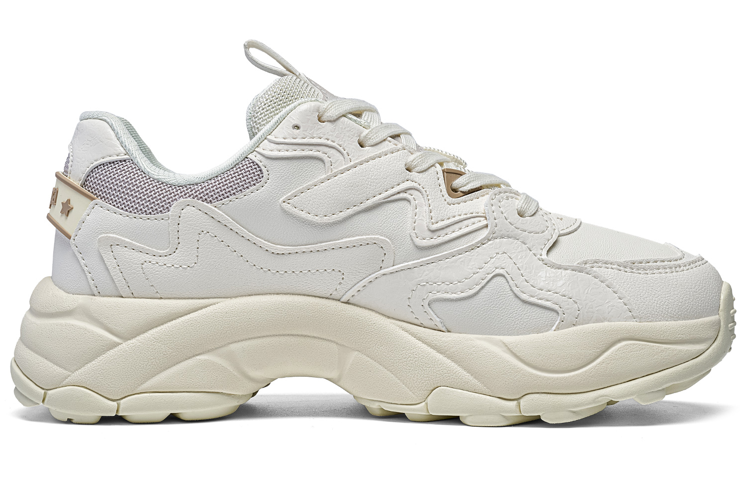 Kappa Textile, Synthetic Leather Slip Resistant Abrasion Resistant Low top Running Shoes Women’s Ecru