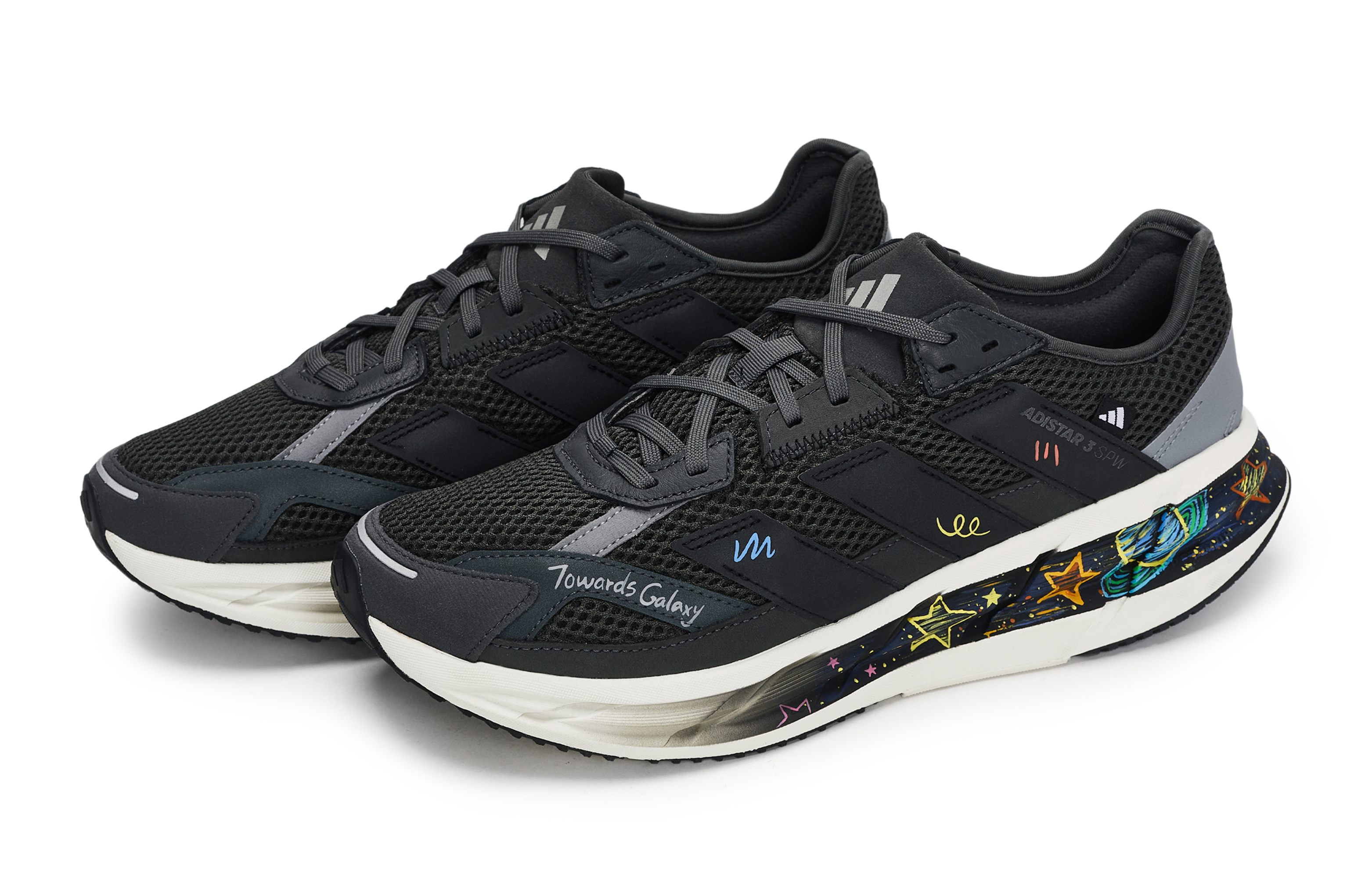 Adidas ADISTAR 3 Abrasion Resistant Low top Running Shoes Unisex Black White