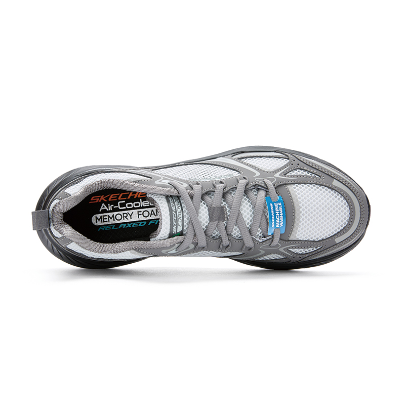 Skechers Edgeride Textile, Top Grain Cow Leather Low top Casual Running Shoes Men’s Dark Gray