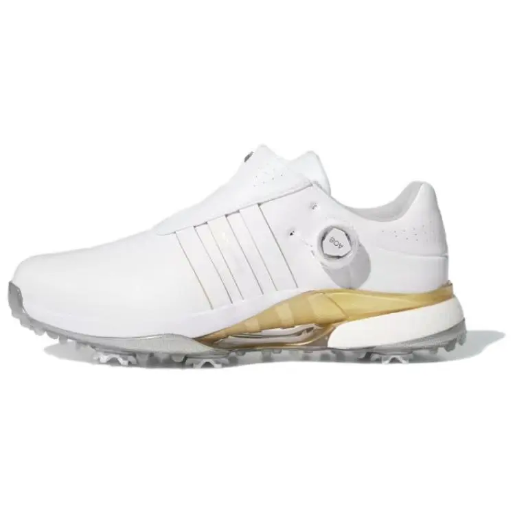 Adidas Tour360 Slip Resistant Abrasion Resistant Low top Golf Shoes Men's White Gold
