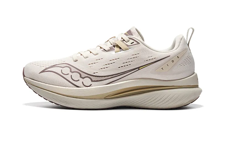 Saucony Tide Cushioning, Wear Resistant Low top Running Shoes Unisex Beige Coffee Caffeine