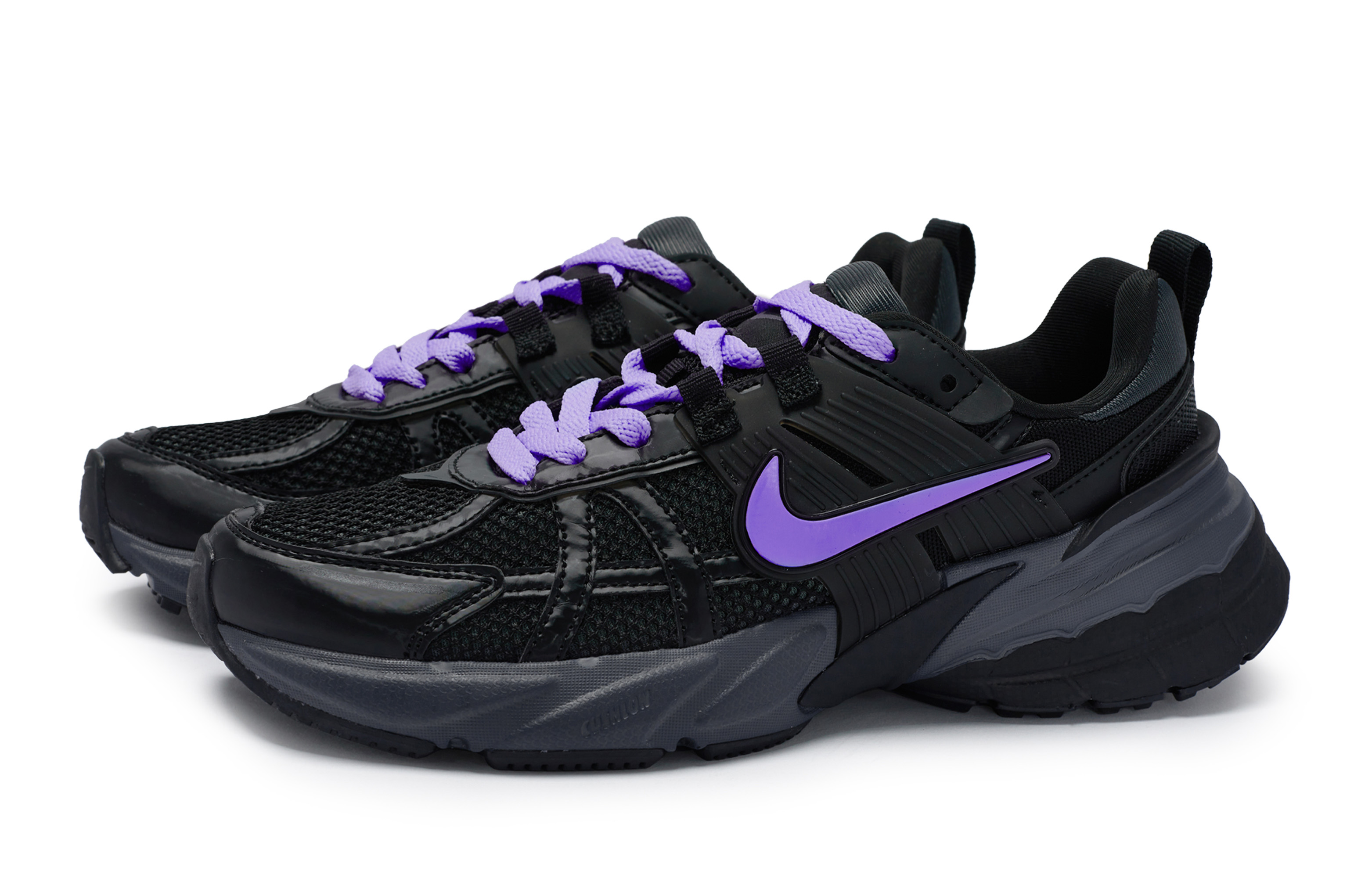 Nike V2K Run Cushioning Abrasion Resistant Waterproof Low top Running Shoes Unisex Black Purple