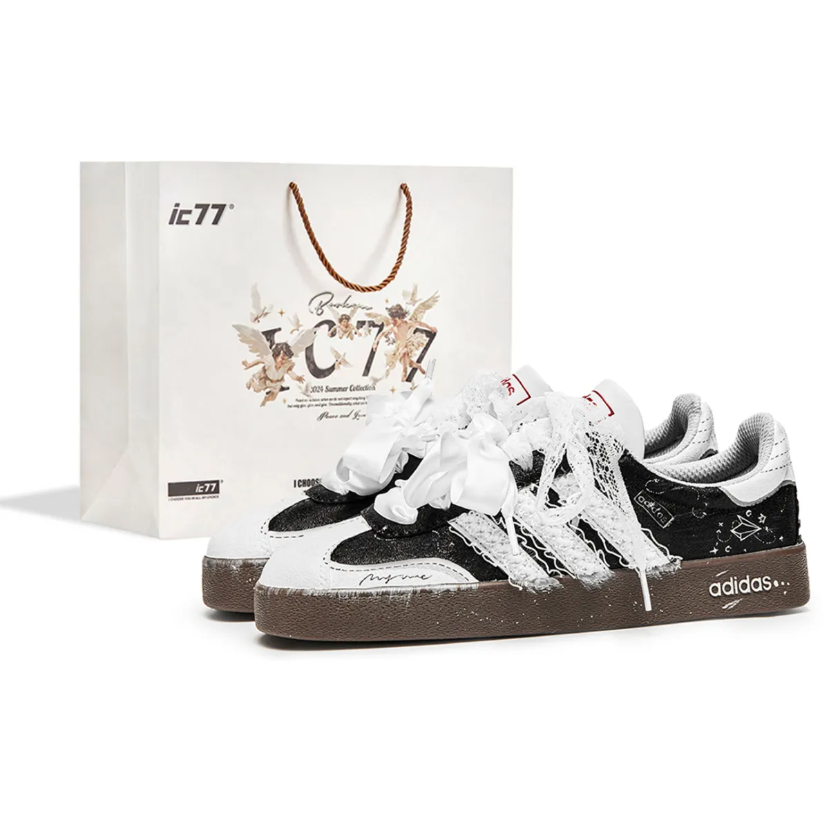 Adidas VL COURT 2.0 IC77 Shopping Bag, Dashed Heartbeat Abrasion Resistant Abrasion Resistant Low top Skateboard Shoes
