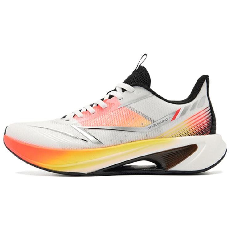 QIAODAN Cushioning Abrasion Resistant Lightweight Low top Casual Running Shoes Men’s White Orange Yellow