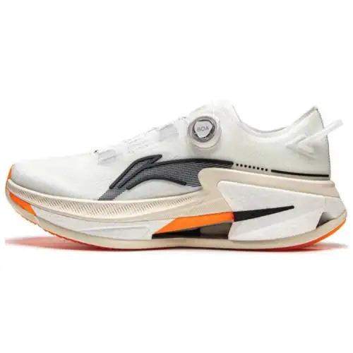 Li Ning Cushioning Slip Resistant Abrasion Resistant Low top Running Shoes Men's White Black Orange