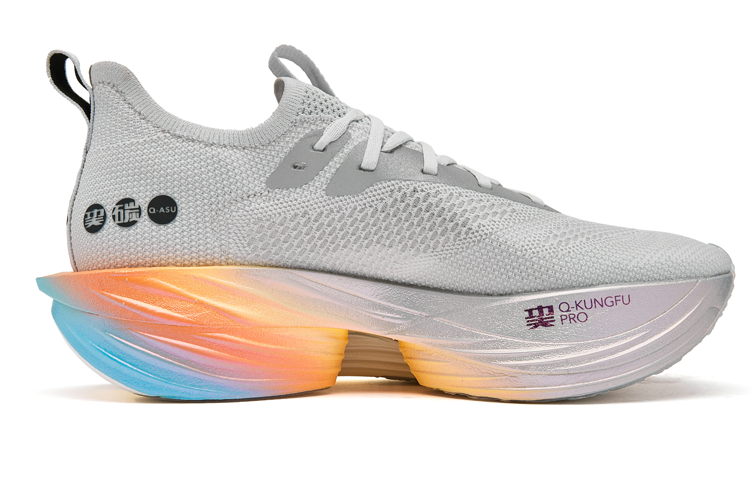 QIAODAN Feiying Plaid 1.5 Running Shoes Women’s Low Top Gray Silver Jelly Orange