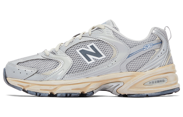 New Balance NB 530 retro distressed spring couple fashionable and versatile fabric shock-absorbing and wear-resistant low-top running shoes men and women same style silver