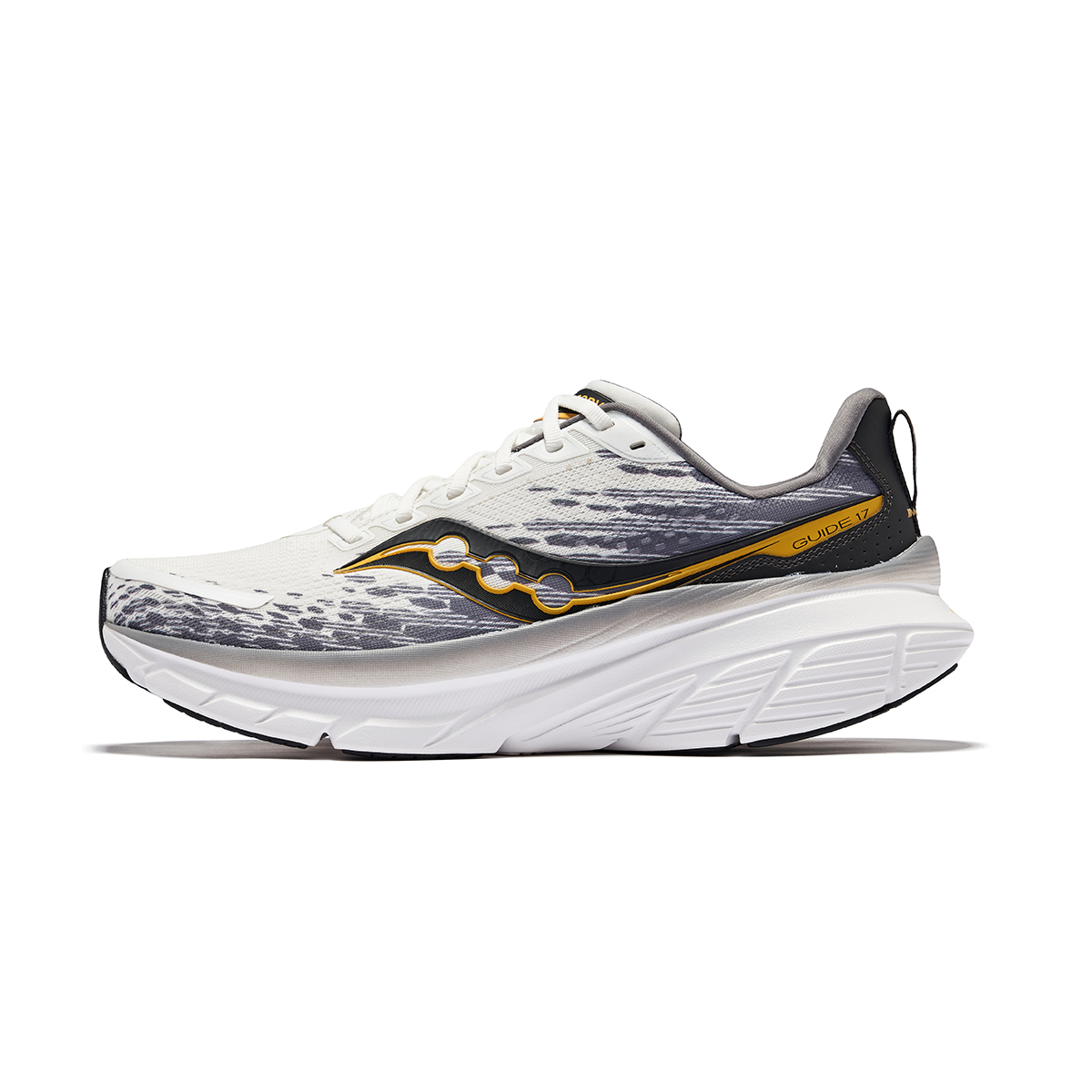 Saucony GUIDE 17 Low top Marathon Training Long Distance Running Shoes Unisex White Gray Black