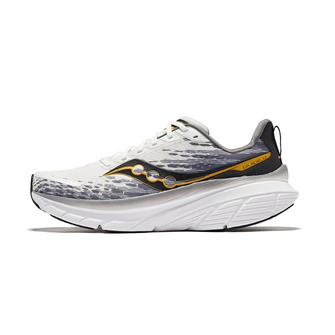 Saucony GUIDE 17 Low top Marathon Training Long Distance Running Shoes Unisex White Gray Black