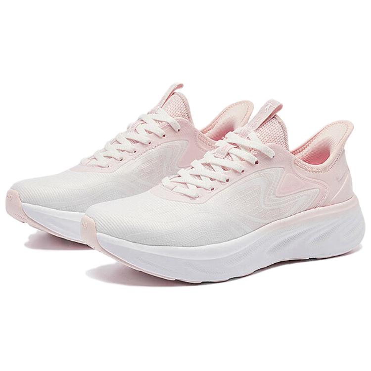 QIAODAN Cushioning Abrasion Resistant Lightweight Low top Instant Wear Technology Running Shoes Women’s White Pink