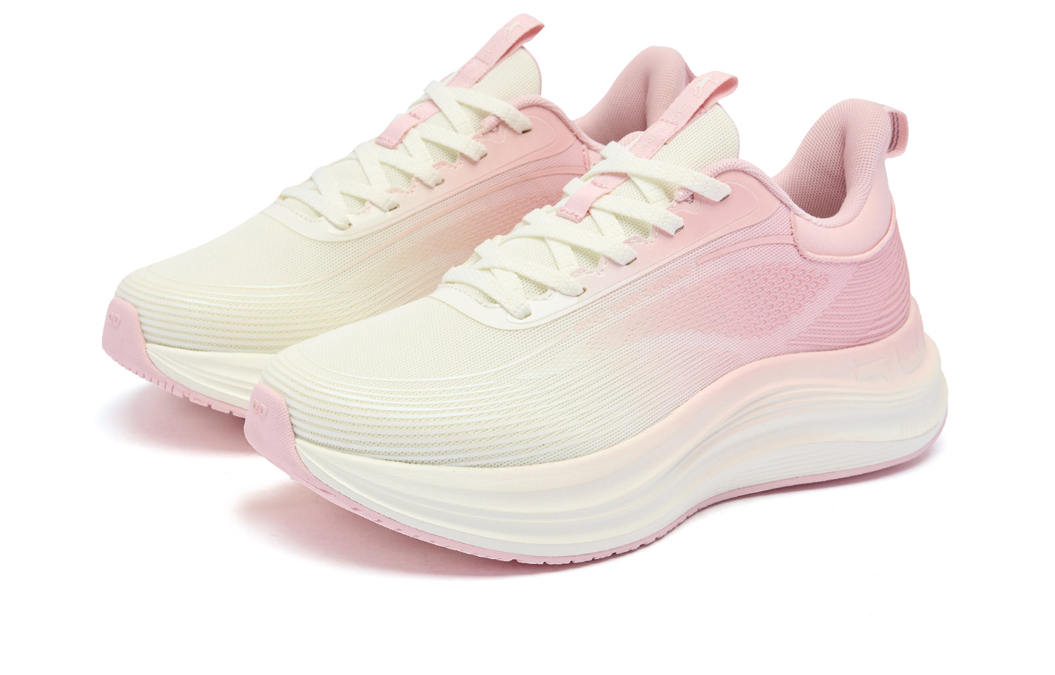QIAODAN Yue Run Running Shoes Women’s Low Top Ivory/Frosted Pink