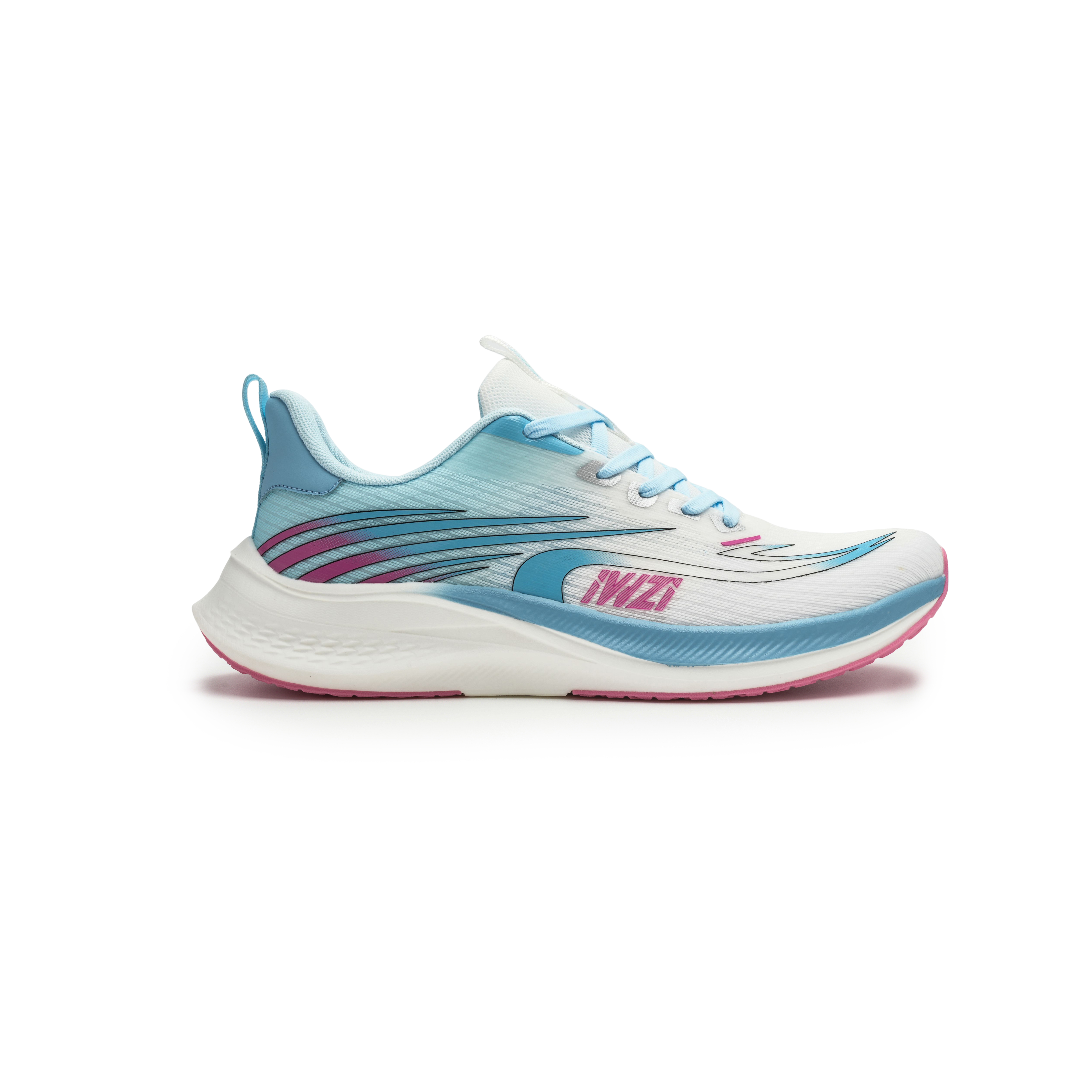 IWZI Slip Resistant Abrasion Resistant Low Top Running Shoes Unisex Blue Pink Mismatched Colorway