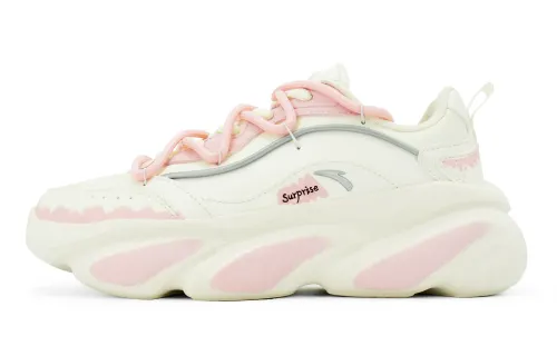 Anta Cat Paw Cushioning Slip Resistant Abrasion Resistant Low top Casual Shoes Women's Beige Pink
