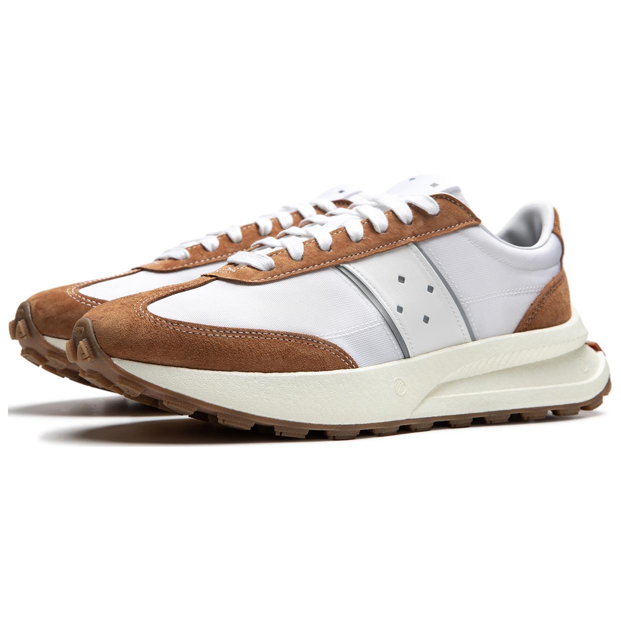 Li Ning Cushioning Slip Resistant Low top Casual Running Shoes Unisex White Brown