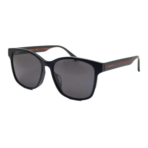 GUCCI Red-Green Webbing Acetate Square Frame Sunglasses Black