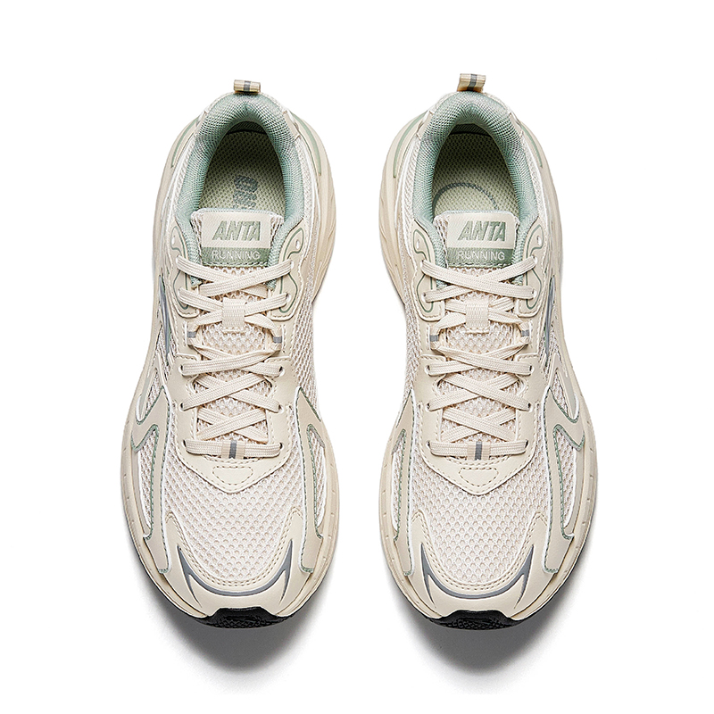 Anta AT959 Slip Resistant Breathable Lightweight Rebound Low top Casual Running Shoes Women’s Beige Green