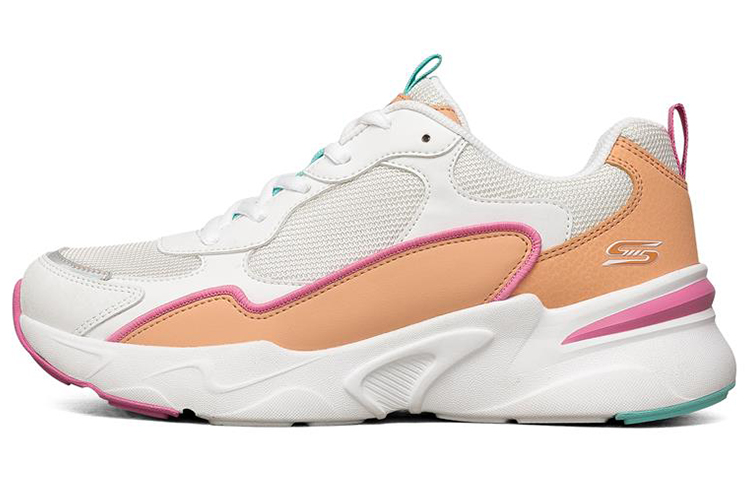 Skechers BOBS BAMINA Comfortable Textile, Synthetic Leather Low top Running Shoes Women's Orange White Pink