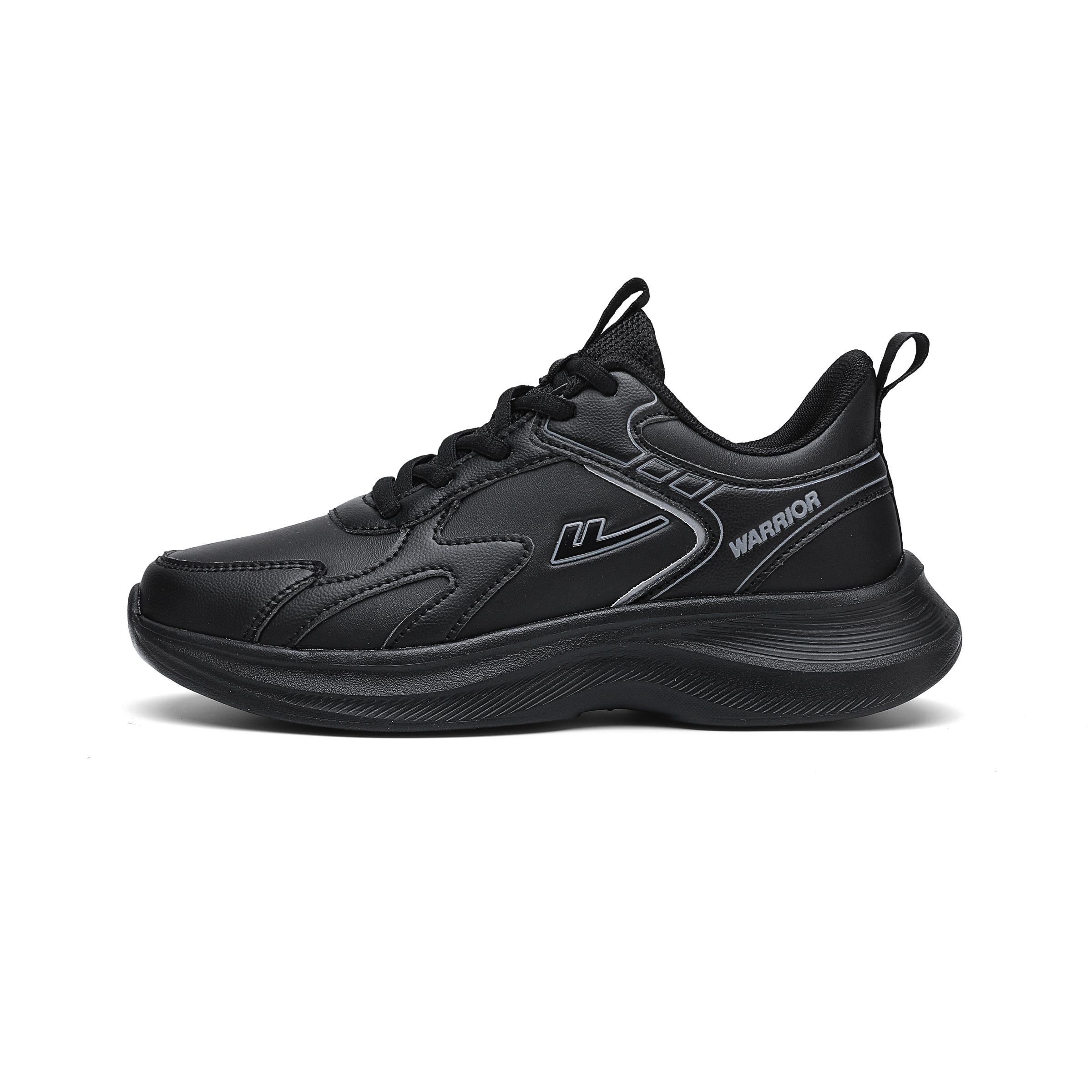 Warrior leather black warrior, trendy retro, fashionable and simple, commuting sports, universal and versatile, comfortable and light, low-top, casual training, long-distance running, sprinting, physical test running shoes, same style for men and women