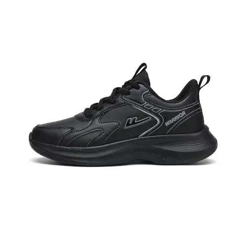 Warrior leather black warrior, trendy retro, fashionable and simple, commuting sports, universal and versatile, comfortable and light, low-top, casual training, long-distance running, sprinting, physical test running shoes, same style for men and women