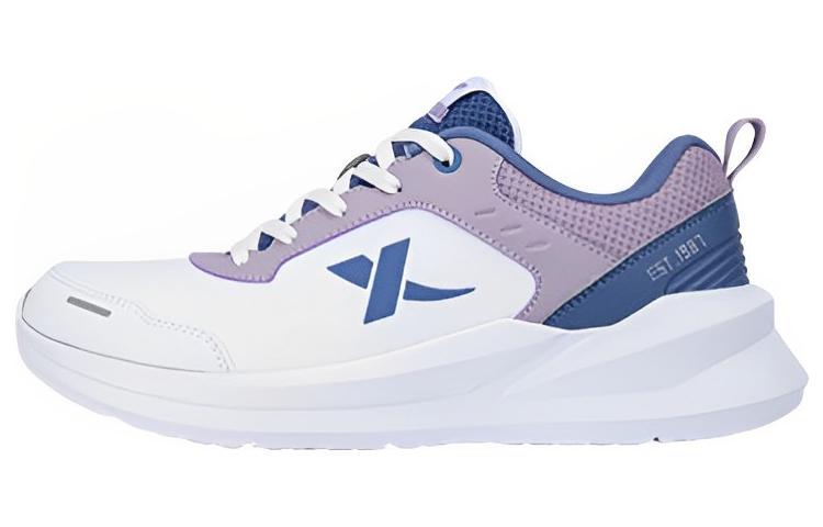 XTEP Comfortable Fabric Cushioning Slip Resistant Abrasion Resistant Low top Running Shoes Women’s White Purple Blue