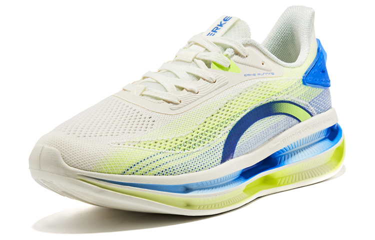 Erke Slip Resistant, Abrasion Resistant, Breathable Low top Running Shoes Men’s Beige White Blue
