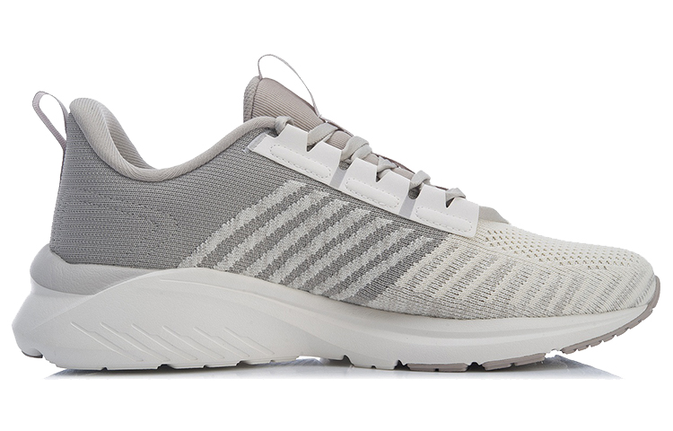 Li Ning Fabric Cushioning Slip Resistant Abrasion Resistant Lightweight Low top Running Shoes Unisex White Gray