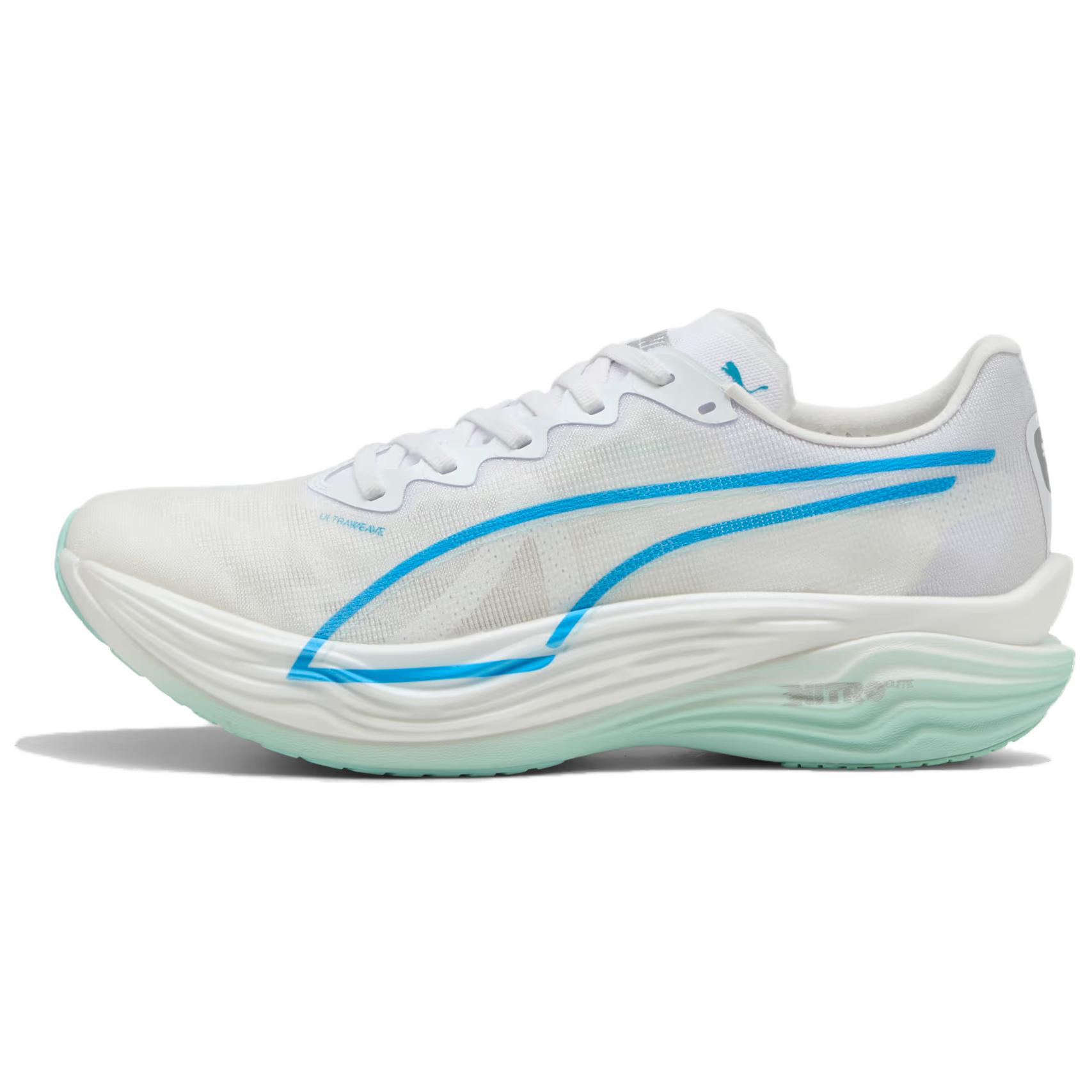 PUMA Deviate NITRO Elite 3 Abrasion Resistant Support Low top Casual Running Shoes Men’s White Blue