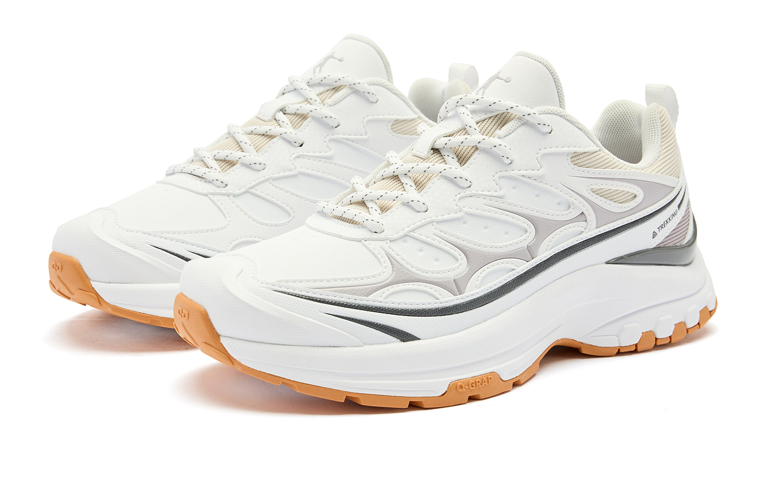 QIAODAN Cushioning Slip Resistant Abrasion Resistant Low top Casual Running Shoes Women’s White Gray