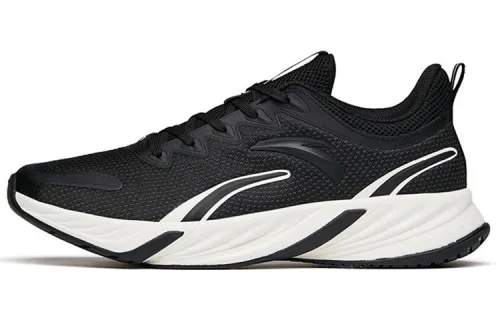 Anta Cushioning Slip Resistant Abrasion Resistant Waterproof Low top Running Shoes Men's Black White