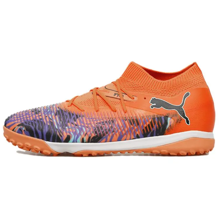 PUMA FUTURE 8 TT Turf Artificial Turf Fabric Abrasion Resistant Coverage Soccer Shoes Men's Orange Black