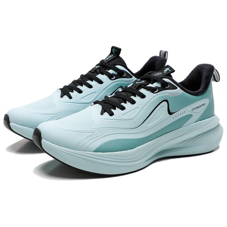 QIAODAN Speed Fleece Lined Thermal Slip Resistant Abrasion Resistant Low top Casual Running Shoes Men’s Blue Green