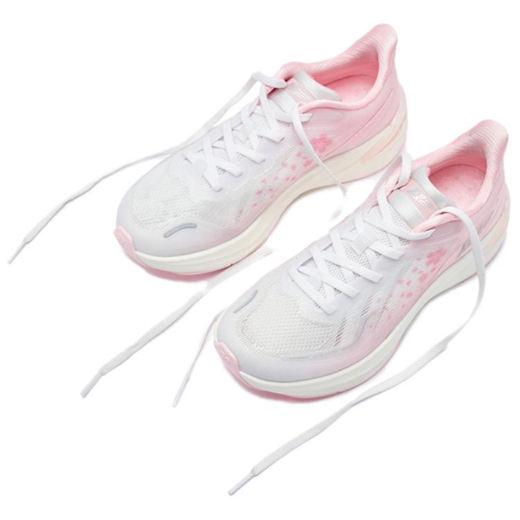 QIAODAN Slip Resistant Abrasion Resistant Low top Long Distance Running Shoes Women’s White Pink