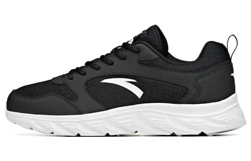 Anta Sky Textile, Leather Cushioning Slip Resistant Low top Running Shoes Men's Black White