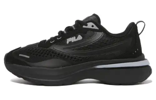 FILA Comfortable Fabric Low top Running Shoes Men's Black Korean Style