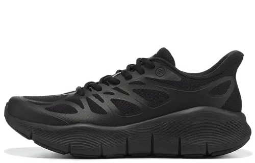 BMAI Bimai Expeditioner Pure Light Shock-absorbing, breathable, wear-resistant, ultra-light thick sole, sandwich mesh, jogging training, commuting and skipping wear, mixed EVA physical foam, low-top running shoes, women's model, dark night black