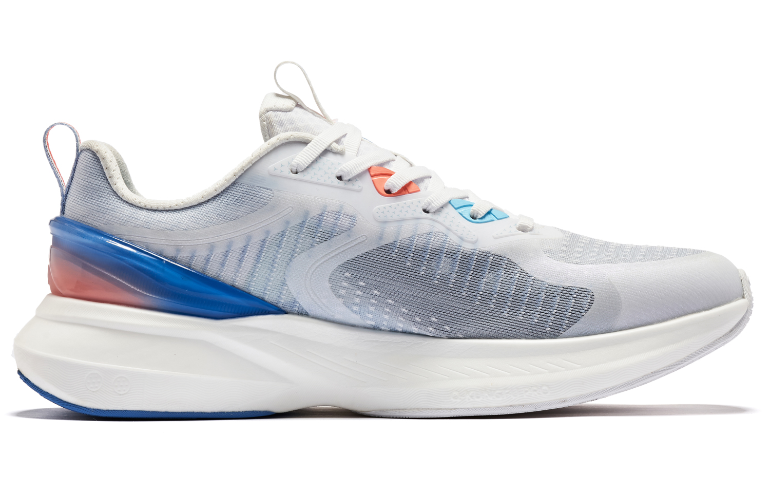 QIAODAN Winding 12 Cushioning Breathable And Slip Resistant Low top Running Shoes Men’s Jordan White Frozen Blue